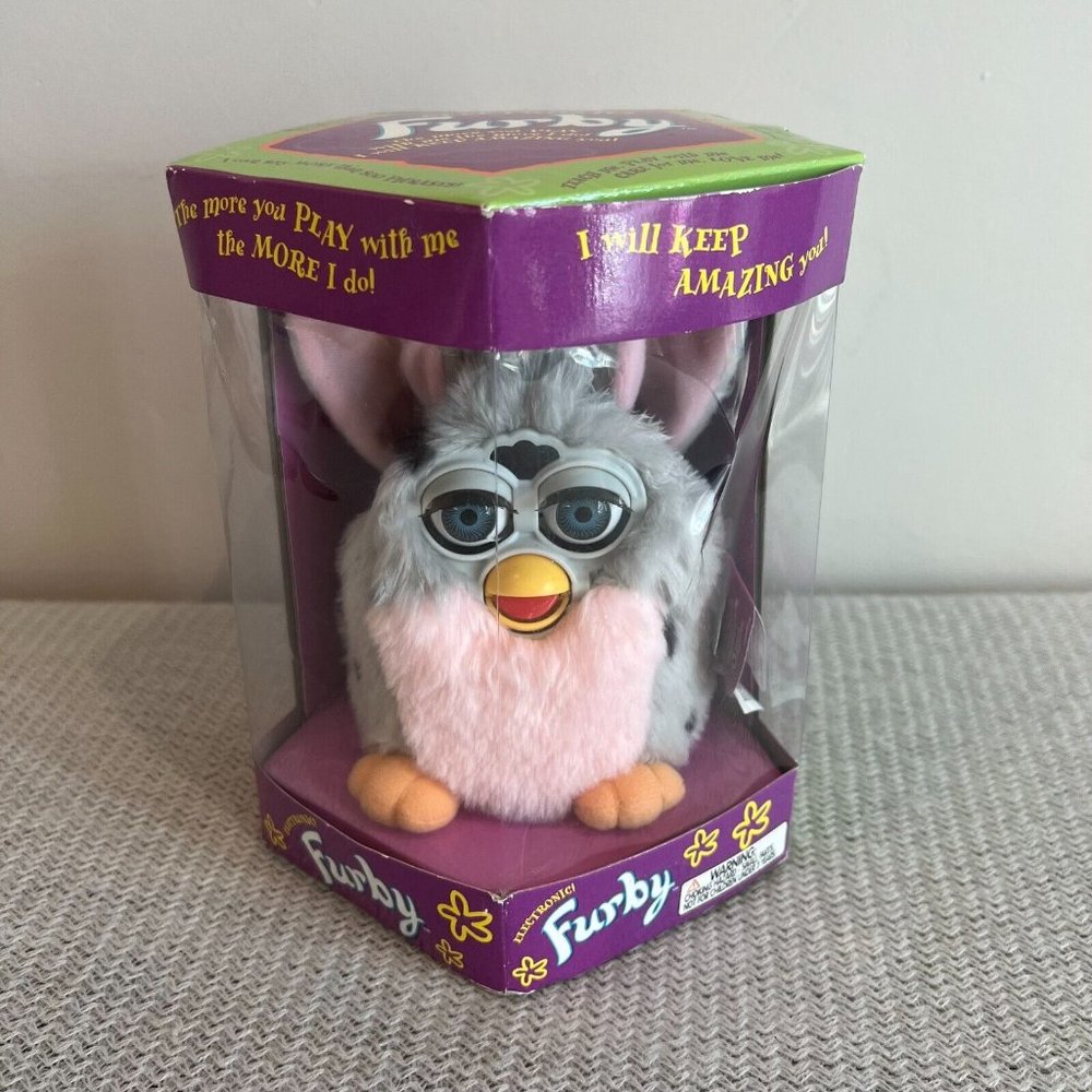 VINTAGE Original 1998 Furby Leopard Spot Fur Pink Belly 70-800 Blue eyes